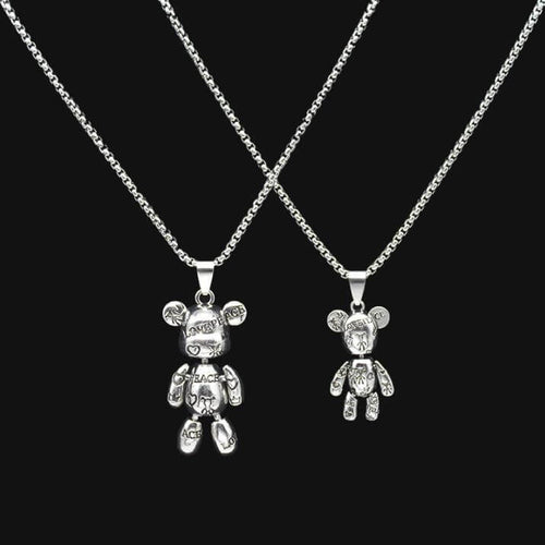 2 - Piece Cute Bear Friendship Necklaces with Magnetic Charms