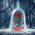 Beauty and the Beast Rose in Glass with Lights, for Christmas Valentine's Day